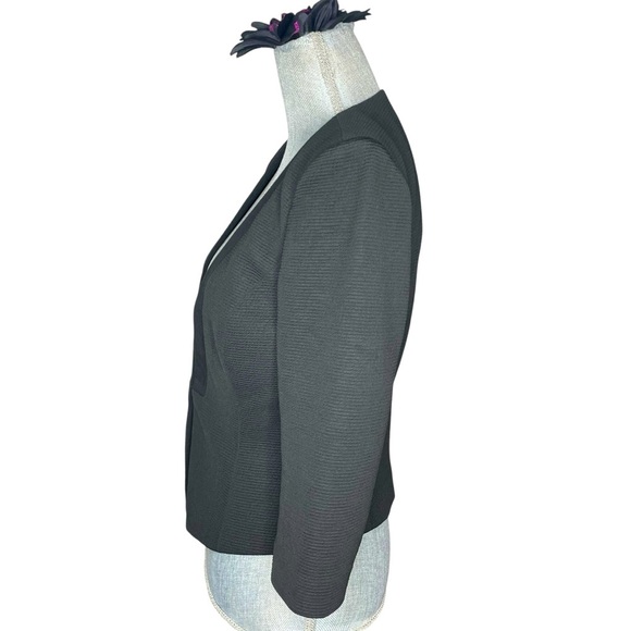 White House Black Market Black Textured Open Front Blazer Jacket Size 4 - Picture 2 of 12